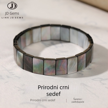 Jingde Jewelry Prirodna crna sedef narukvica od školjke, pravokutnog oblika