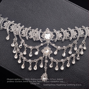 Huahong set ogrlice od legure s resicama i rhinestones, vintage prevelike naušnice, običan lanac, privjesak od legure, uzorak: Ljubav / kap vode / zvono