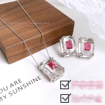 Set naušnica i ogrlice | Dijamantni kristali, O-lanac, Privjesak od legure, Uzorak: srce / kapljica / zvončić