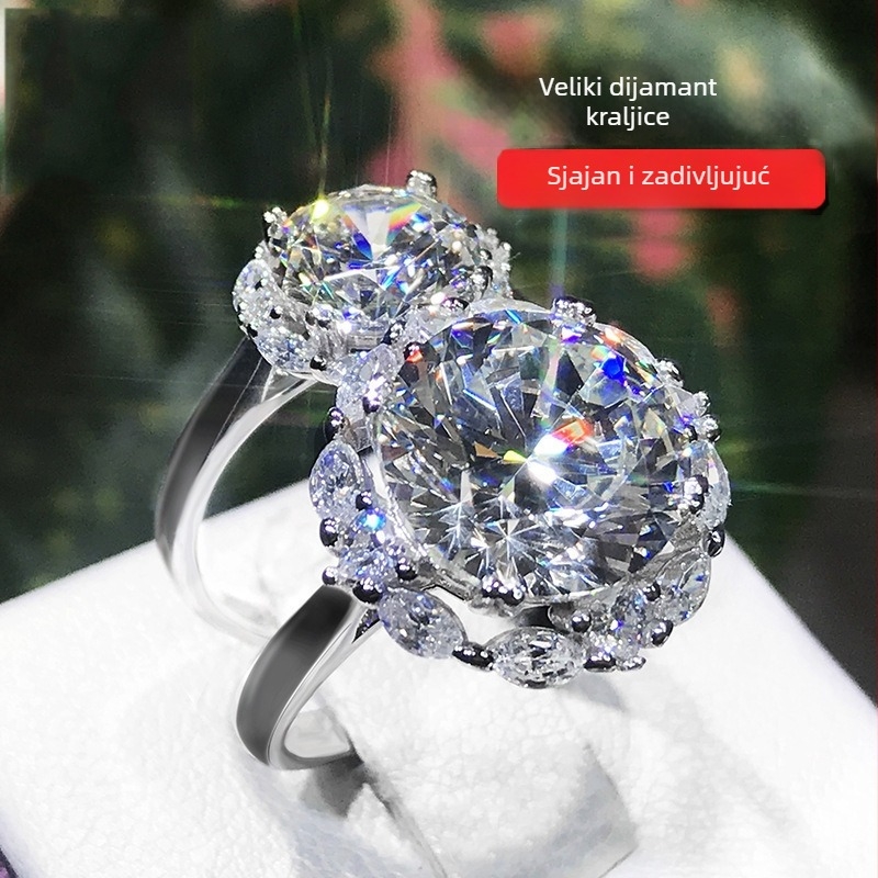 Geometrijski bakreni prsten s dijamantnom obradom, branda Golden Double Happiness, ženski stil