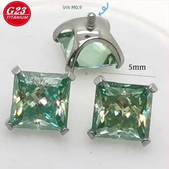 Geometrijski čepići za uši i usne od titanije G23, četverostrane kandže, polirano