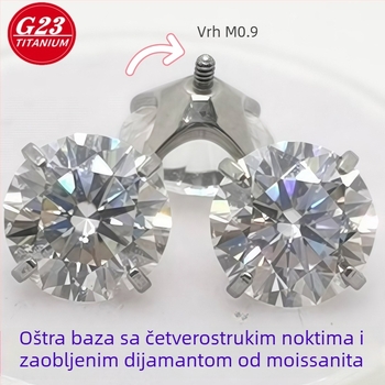 Geometrijski čepići za uši i usne od titanije G23, četverostrane kandže, polirano