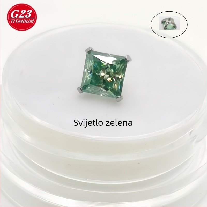 Geometrijski čepići za uši i usne od titanije G23, četverostrane kandže, polirano