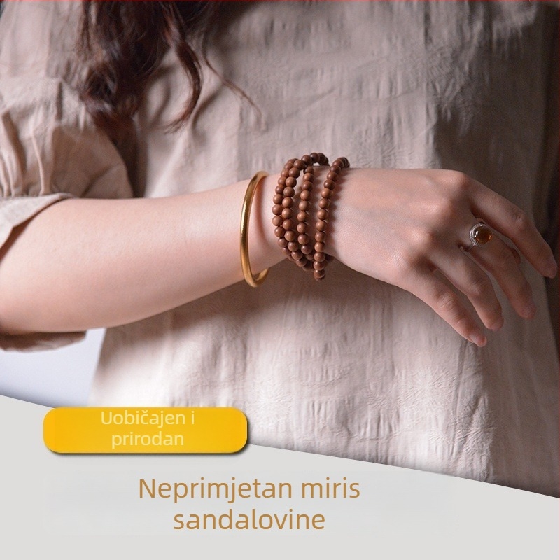Narukvica od sandalovine s 108 Buddha perlama, aromatsko drvo, unisex