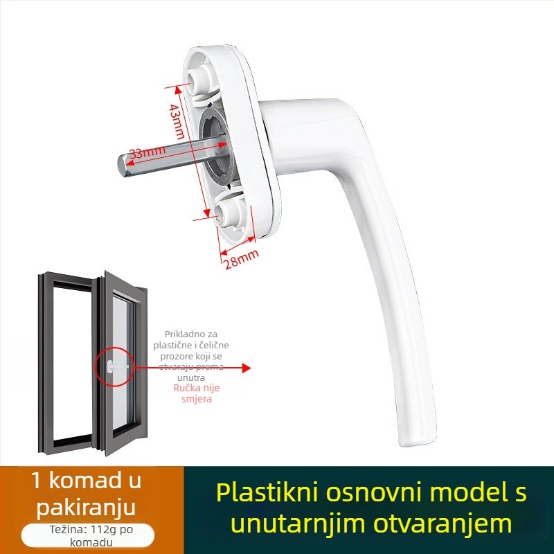 Kvaka za prozor od cinkovog legura, moderan stil, univerzalna, model 535353, pogodna za krilne i klizne prozore