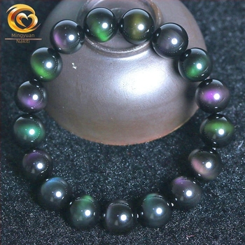 Narukvica od obsidijana, etnički stil, unisex, geometrijski oblik, polirani završni sloj, 7A kvaliteta