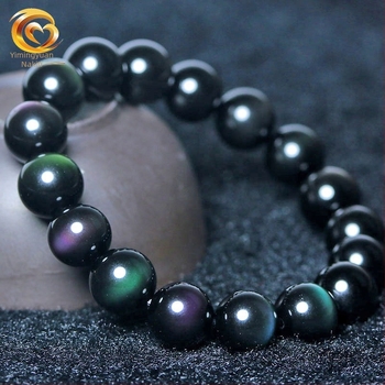 Narukvica od obsidijana, etnički stil, unisex, geometrijski oblik, polirani završni sloj, 7A kvaliteta