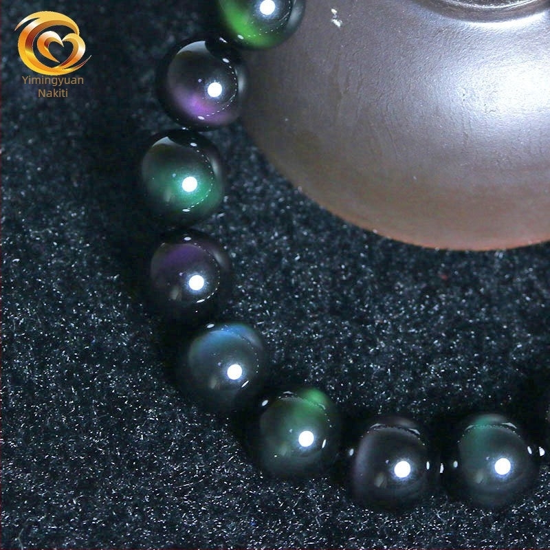 Narukvica od obsidijana, etnički stil, unisex, geometrijski oblik, polirani završni sloj, 7A kvaliteta