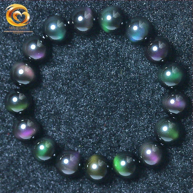 Narukvica od obsidijana, etnički stil, unisex, geometrijski oblik, polirani završni sloj, 7A kvaliteta