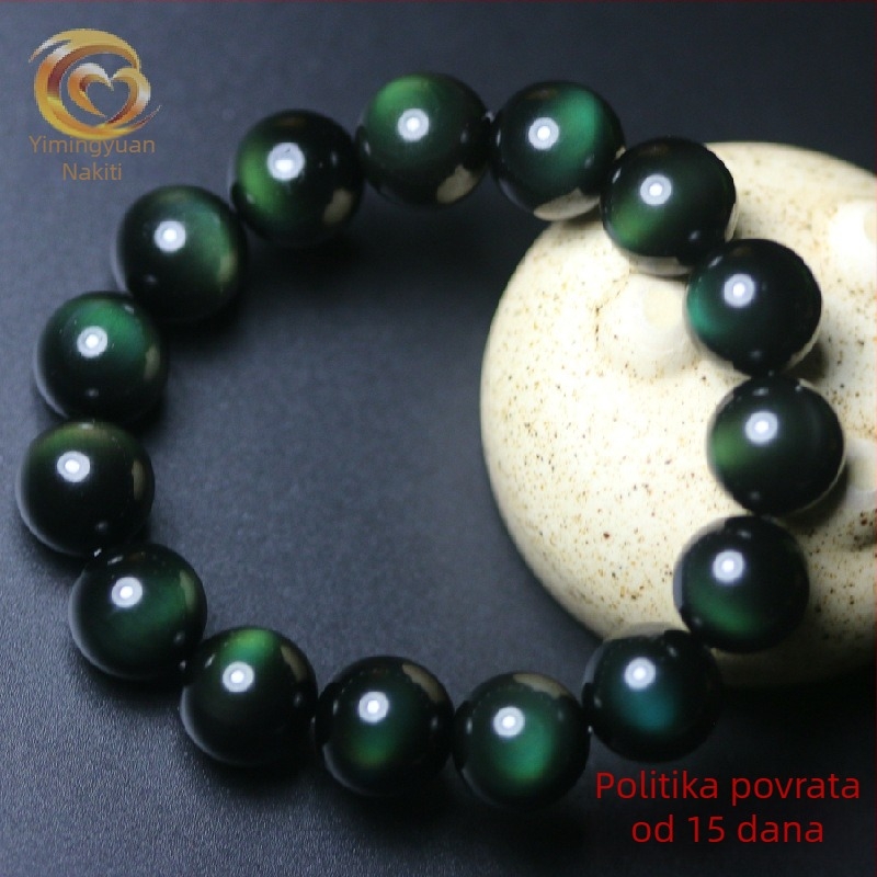 Narukvica od obsidijana, etnički stil, unisex, geometrijski oblik, polirani završni sloj, 7A kvaliteta