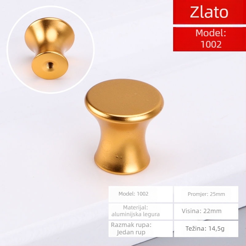 Okrugla ručka za ormar/špajzu, s jednim otvorom, od aluminijske legure, s brušenim završnim slojem