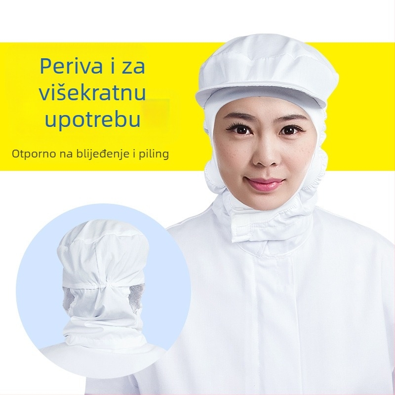 Bijela radnička kapa za preradu hrane, prozračna i periva, unisex sanitarna kapa sa mrežicom za uši