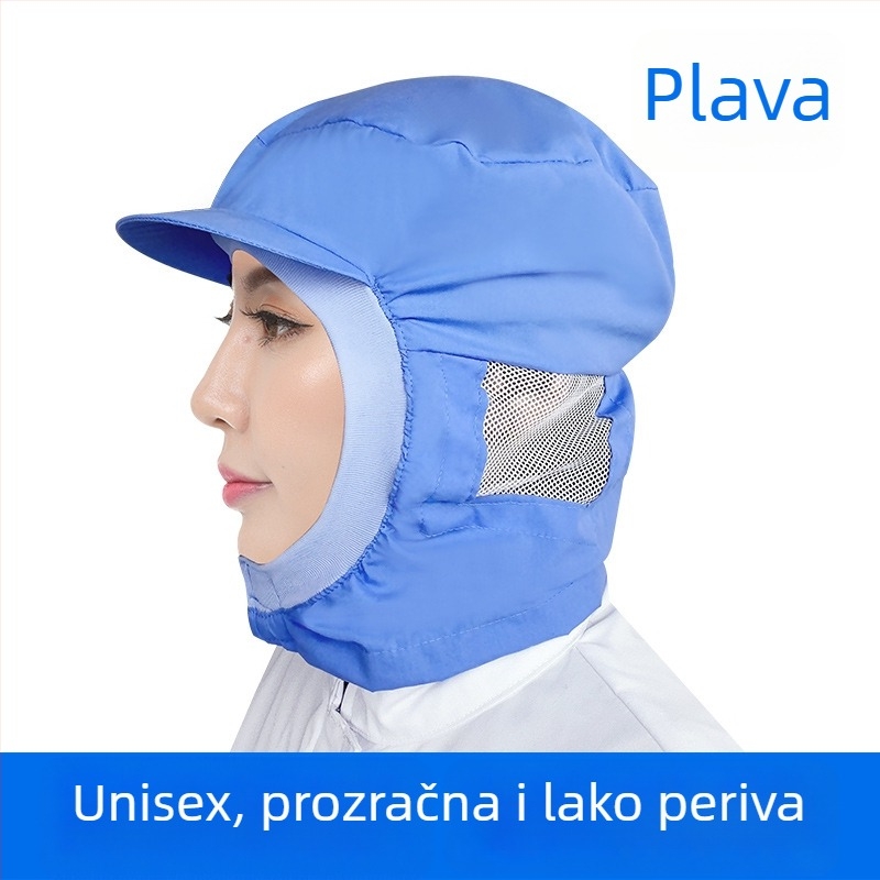 Bijela radnička kapa za preradu hrane, prozračna i periva, unisex sanitarna kapa sa mrežicom za uši