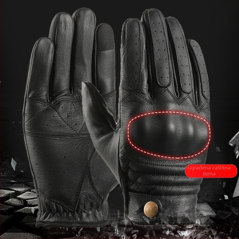 Motociklističke rukavice – Unisex, teleća koža, Harley Retro stil, sve sezone, protuklizne za vožnju na otvorenom