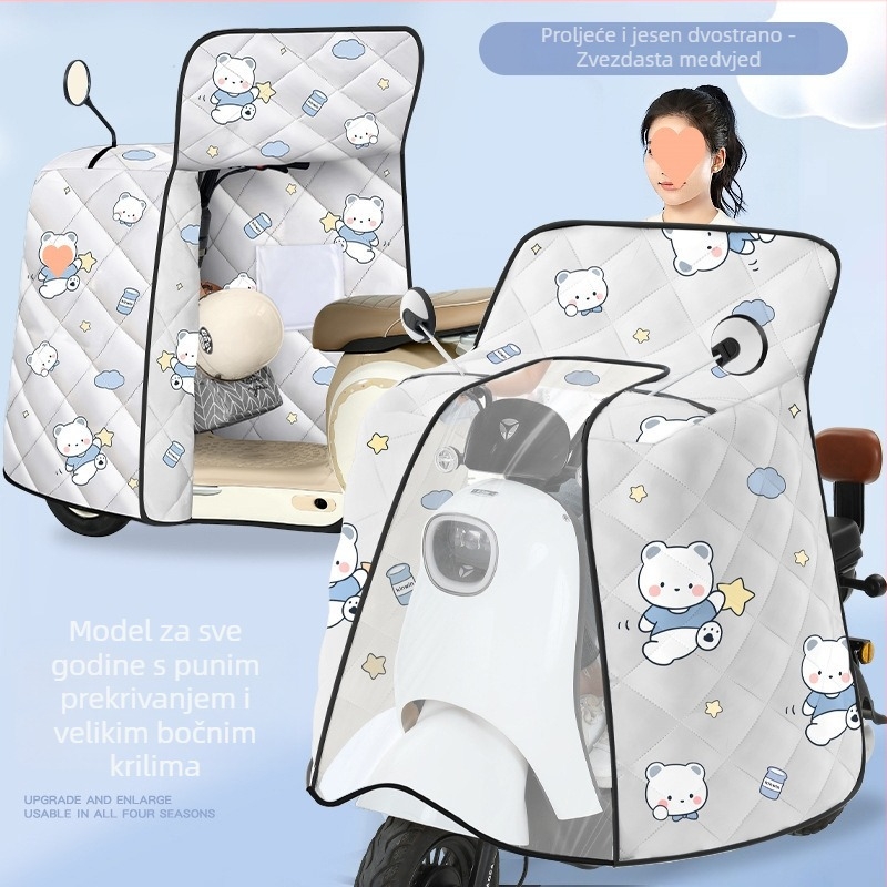 Kapu za električne motocikle otporna na vjetar sa kompletnim pokrivanjem, zimski fleece, vodootporan materijal s memorijskom tkaninom