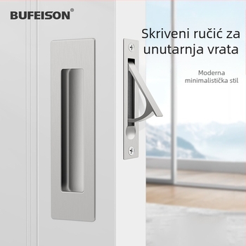 Ručka za džepna vrata — Nehrđajući čelik, Elektroplatinirani završetak, Moderni minimalistički stil, za džepna/ugrađena vrata i drvena vrata