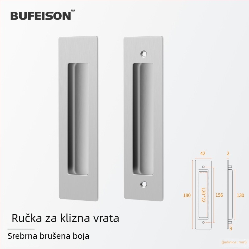 Ručka za džepna vrata — Nehrđajući čelik, Elektroplatinirani završetak, Moderni minimalistički stil, za džepna/ugrađena vrata i drvena vrata