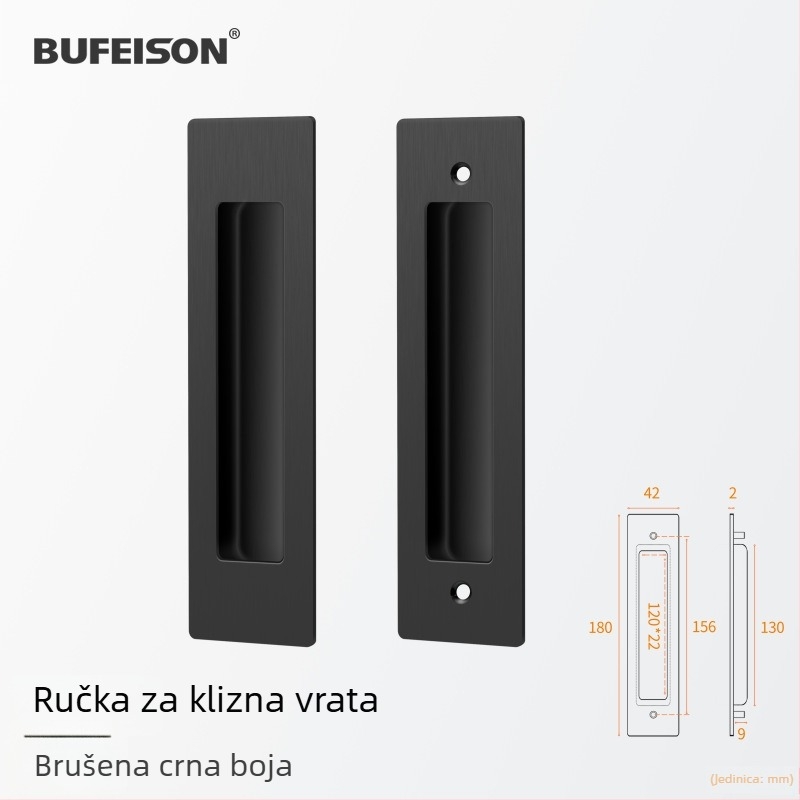 Ručka za džepna vrata — Nehrđajući čelik, Elektroplatinirani završetak, Moderni minimalistički stil, za džepna/ugrađena vrata i drvena vrata