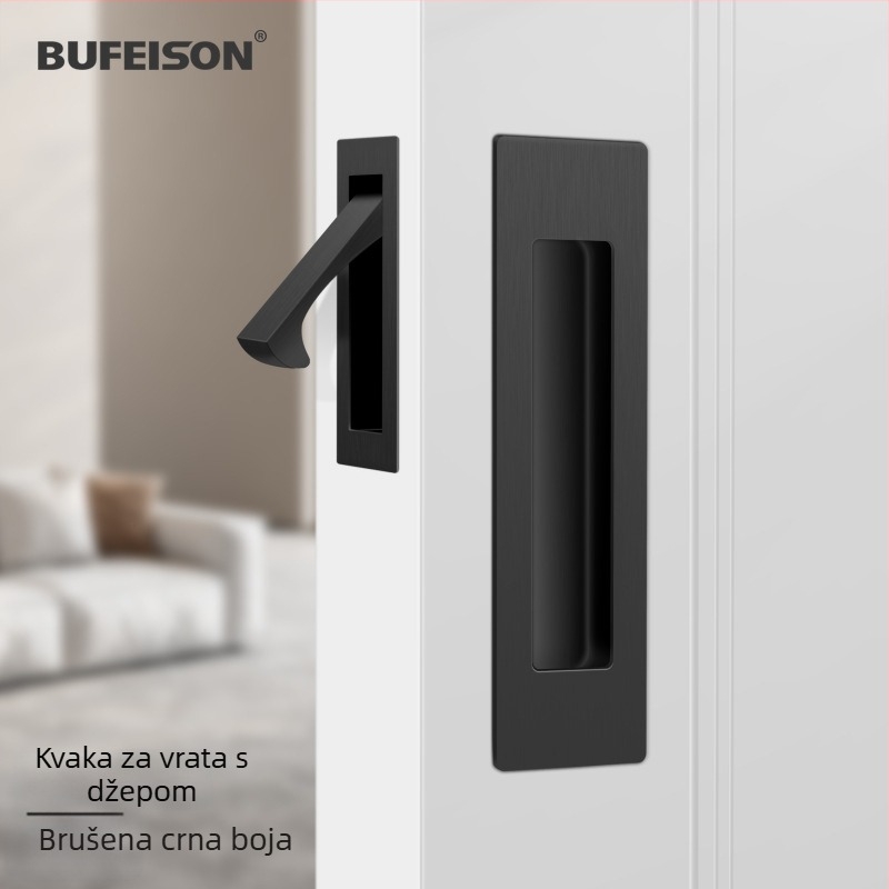Ručka za džepna vrata — Nehrđajući čelik, Elektroplatinirani završetak, Moderni minimalistički stil, za džepna/ugrađena vrata i drvena vrata