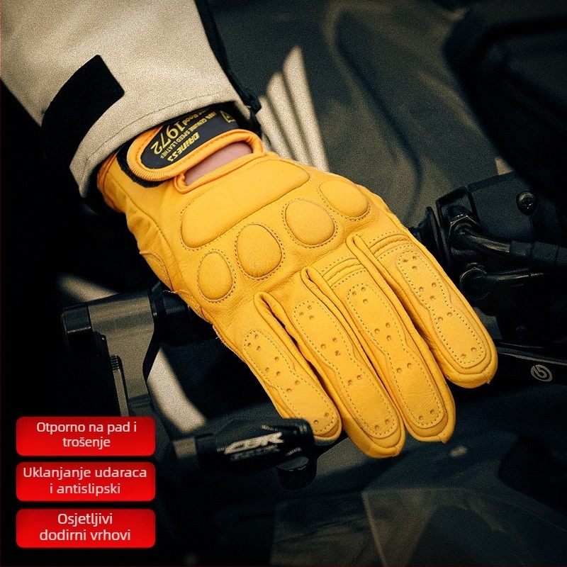 Motorske rukavice od kravljeg kože, unisex, sve sezone, protuklizne, tie-dye obrada