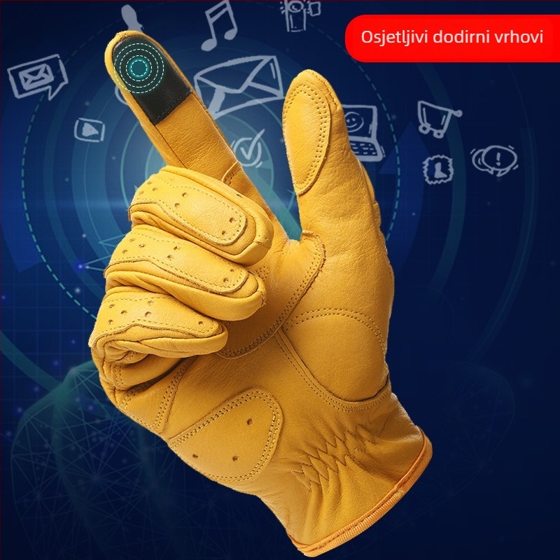 Motorske rukavice od kravljeg kože, unisex, sve sezone, protuklizne, tie-dye obrada