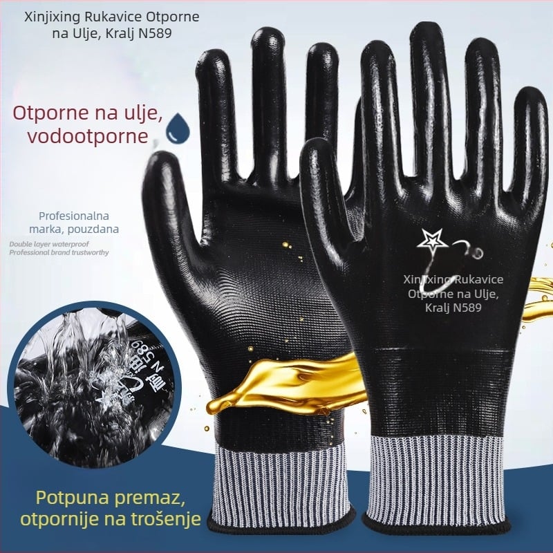 New Auspicious Star nitrilne rukavice za posao s dip premazom, otporne na habanje, otporne na ulje, vodonepropusne, ojačane