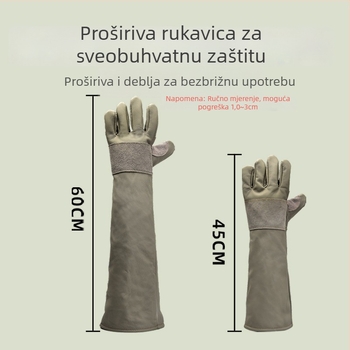 Proširene debele rukavice od kože goveda za rukovanje psima – zaštita od ugriza i ogrebotina, radna zaštita