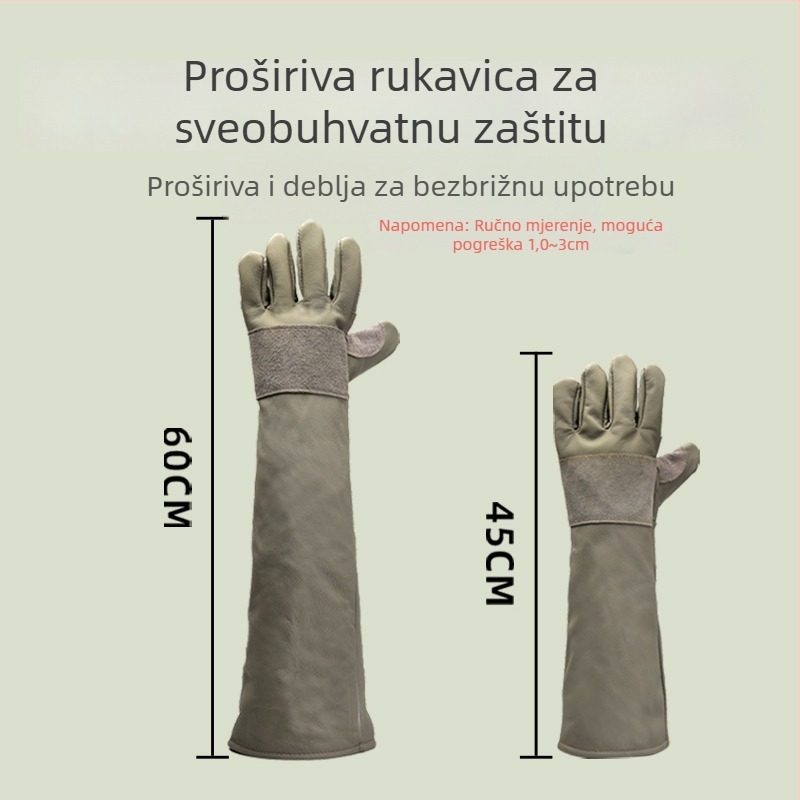Proširene debele rukavice od kože goveda za rukovanje psima – zaštita od ugriza i ogrebotina, radna zaštita
