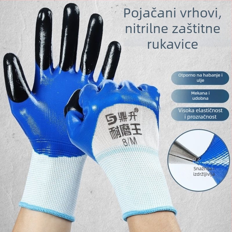 Nitrilne zaštitne radne rukavice - zaštita od kemikalija, ojačana konstrukcija, protuklizne, vodootporne (nitril, zaštita od kemikalija, ojačana konstrukcija, protuklizne, vodootporne)