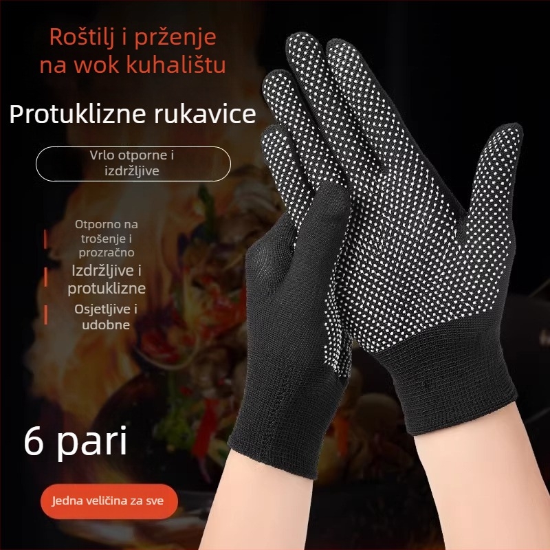 Kuhinjske rukavice: 6 pari, najlon, visoka otpornost na visoke temperature, moderan minimalistički dizajn, lansirano 2024