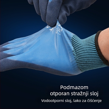 Whale potpuno gumene vodootporne protuklizne rukavice, ojačane, premazane latexom, 80 g