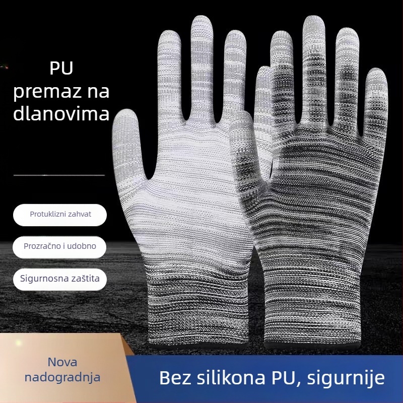 Longlida ženske rukavice s PU premazom na dlanu, antistatične, prozračne, otporne na habanje, Najlonske