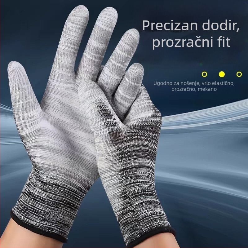 Longlida ženske rukavice s PU premazom na dlanu, antistatične, prozračne, otporne na habanje, Najlonske