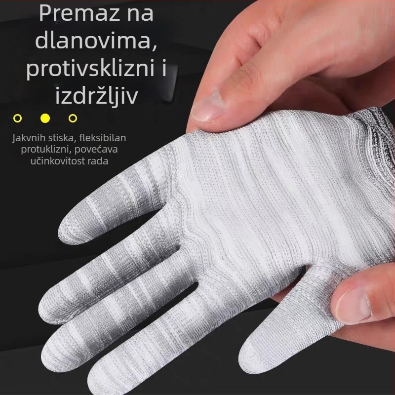 Longlida ženske rukavice s PU premazom na dlanu, antistatične, prozračne, otporne na habanje, Najlonske