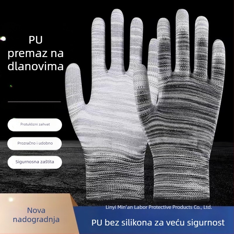 Longlida ženske rukavice s PU premazom na dlanu, antistatične, prozračne, otporne na habanje, Najlonske