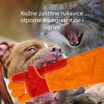 Rukavice za zaštitu kućnih ljubimaca – debeli kožni rukavice s produženom duljinom, štite od ogrebotina mačaka i ugriza pasa (Brand: Times Solid; Materijal: koža goveda; Funkcija: zaštita pri radu; prevencija ugriza životinja; Težina: 740 g)