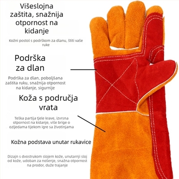 Rukavice za zaštitu kućnih ljubimaca – debeli kožni rukavice s produženom duljinom, štite od ogrebotina mačaka i ugriza pasa (Brand: Times Solid; Materijal: koža goveda; Funkcija: zaštita pri radu; prevencija ugriza životinja; Težina: 740 g)