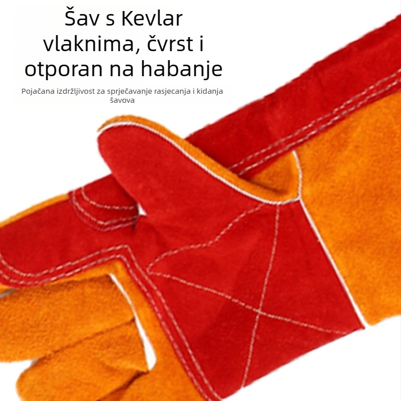 Rukavice za zaštitu kućnih ljubimaca – debeli kožni rukavice s produženom duljinom, štite od ogrebotina mačaka i ugriza pasa (Brand: Times Solid; Materijal: koža goveda; Funkcija: zaštita pri radu; prevencija ugriza životinja; Težina: 740 g)