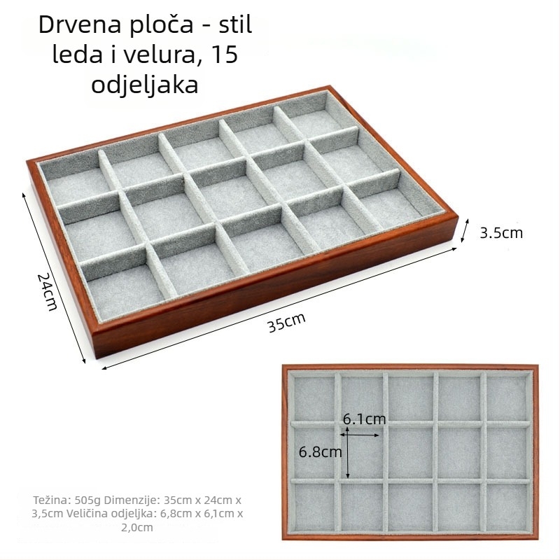 Držač za nakit s uzorkom mreže od drveta, drveni spremnik za izlaganje naušnica, prstena, lančića i narukvica