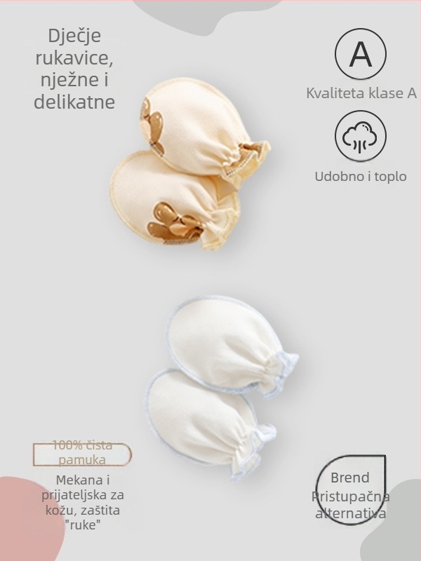 Beileyi dječje rukavice – pamuk, crtani stil, Klasa A, za novorođenčad 0–1 godina