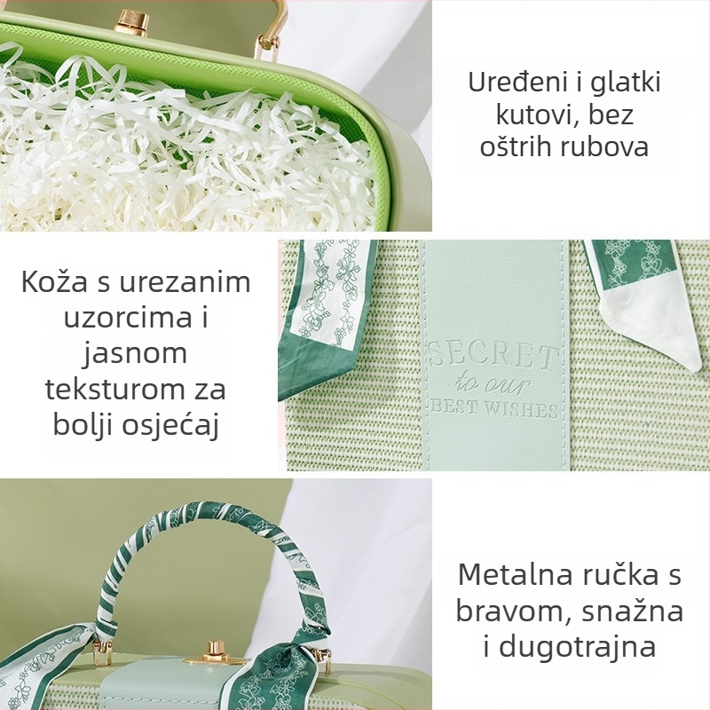 Hui Chu PU kožna kozmetička torbica - prijenosna, luksuzni dizajn, poklon pakiranje, uključuje šal od svile