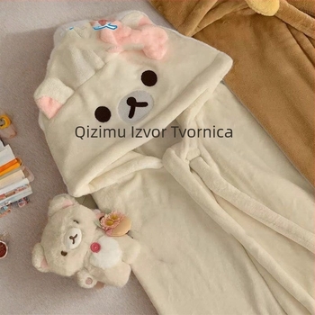 Šal s kapuljačom za ured - crtani dizajn, poliester, proljeće 2025