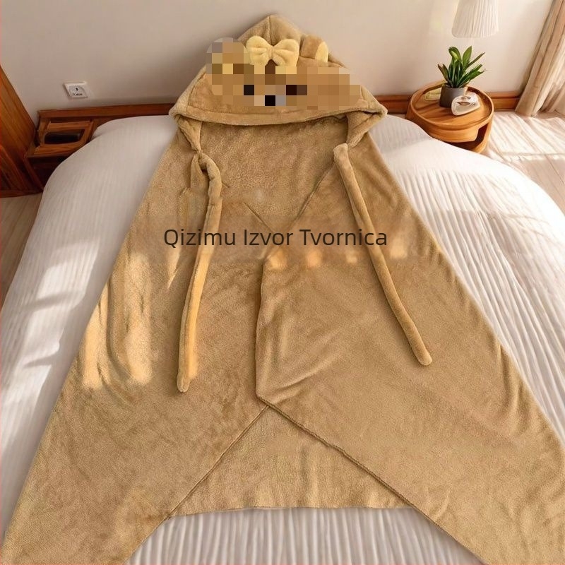 Šal s kapuljačom za ured - crtani dizajn, poliester, proljeće 2025