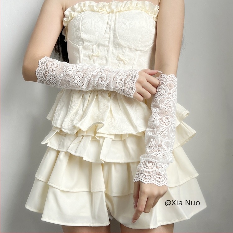 Ženske rukave za zaštitu od sunca s čipkom, najlon >96%, UV zaštita, za vožnju i biciklizam, ljeto 2025