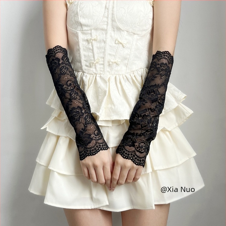 Ženske rukave za zaštitu od sunca s čipkom, najlon >96%, UV zaštita, za vožnju i biciklizam, ljeto 2025