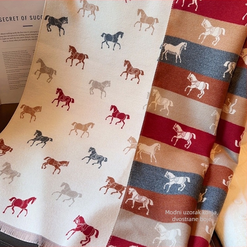 Šal od akrilne vlakne s umjetnim kašmirom, dvostrano plišan, warp pletenje, zimski šal, izdanje 2025. jeseni