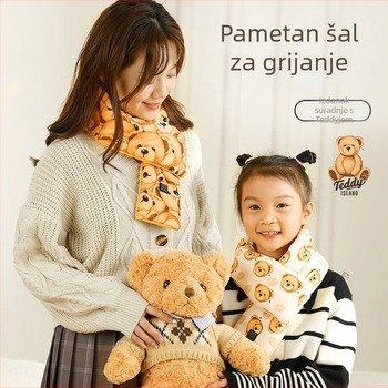 Grafen USB grijaći šal za muškarce i žene – zimska toplina, Lis velvet tkanina, crtani stil