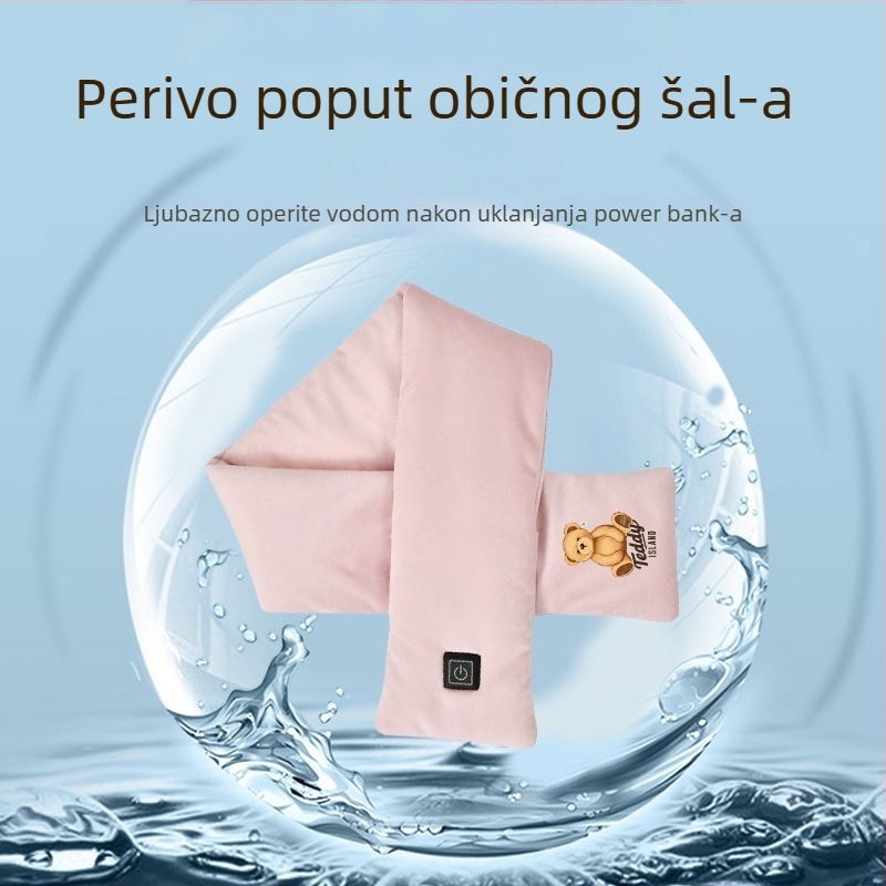 Grafen USB grijaći šal za muškarce i žene – zimska toplina, Lis velvet tkanina, crtani stil