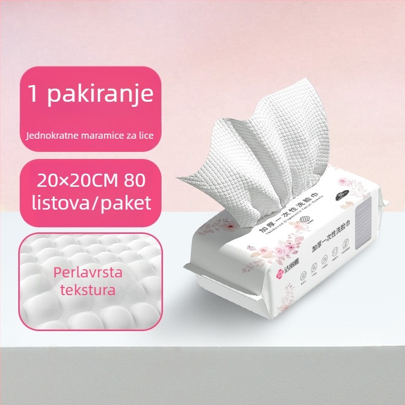 Grace/Jie Liya jednokratne maramice za lice s bisernim uzorkom, od biljnih vlakana, dvostruka upotreba za suho i mokro čišćenje, ekstra debela.