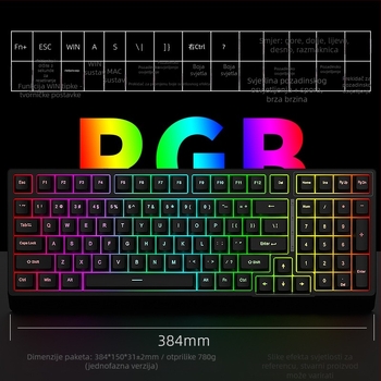 Black Snake YG98 mehanički komplet tipkovnice s RGB pozadinskim osvjetljenjem, žično, više od 98 tipki, mehanički prekidači